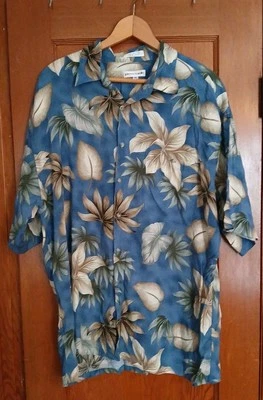 Pierre Cardin Men’s Hawaiian Shirt Palms Button Up Blue Casual Short Sleeve XL - Image 1 of 4