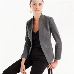 Blazer J.CREW Going-Out in Twill Elasticizzato 4 Grigio Giacca Senza Collo Aperto Carriera - Foto 1 di 10