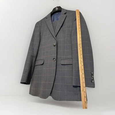 Traje Original Penguin 36R 29x29 Acero Azul Gris Tostado Ventana Mezcla Lana Delgado Foto 1 de 4