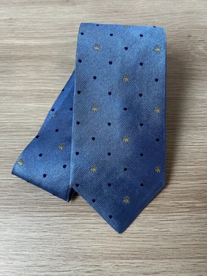 Corbata de diseñador Brooks Brothers azul con punto azul oscuro y diseño de logotipo 100 % seda Foto 1 de 4