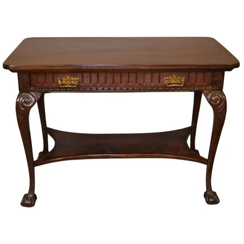 Antique Mahogany Ball and Claw Carved Library Table #21617 Cover