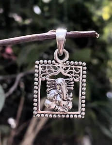 Artisan Crafted 925 Sterling Silver Ganesha Antique Pendant Oxidized Free Ship 6 - Picture 1 of 7