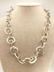 68.99g Super heavy sterling silver unique swirl link chain chunky toggle Necklac - Picture 1 of 10