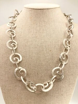 Collar grueso de cadena de eslabones de remolino único de plata esterlina súper pesado 68,99 g Foto 1 de 4