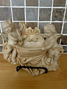 FIGURINA DA APPENDERE A PARETE FONTANA CHERUBINI VINTAGE IN GESSO - Foto 1 di 3