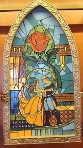 Disney Parks Beauty & The Beast Stained Glass Window Replica Art Of Disney 23”