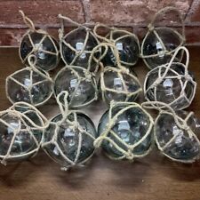 Glass Fishing Float Buoy Vintage set of 12 diameter 6cm-7.5cm w/Net w/Tracking#