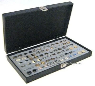 Solid Top Lid Wood Grey Cufflinks Display Organizer Storage Boxes Case - Image 1 of 3