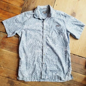 Eddie Bauer Relaxed Fit Button Up Shirt Blue Fern Print Short Sleeve Mens Medium - Imagen 1 de 4