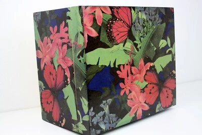 Lembrança de madeira feita à mão caixa grande flores folha de borboleta bandeja removível forrada - Imagem 1 de 4