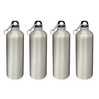 4er Set Aluminium Trinkflasche 750 ml Sportflasche Alu Fahrradflasche Silber - Bild 1 von 2