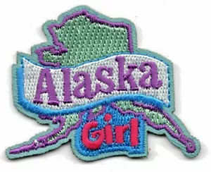 Alaska Girl Iron On Patch State Shape - Picture 1 of 1