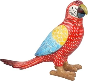 Estatuilla decorativa de madera de loro/guacamayo de la selva tropical - rojo o verde - 22 cm - Imagen 1 de 2