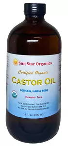 100% Organic Cold Pressed Castor Oil - 16oz - Natural Hair & Skin Care Essential - Picture 1 of 4