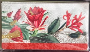 Michaels Brand POINSETTIA Holiday Note Cards 6.5" x 3.5" - Set of 5 - Picture 1 of 2