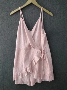 Women's Pink Poka Dot Criss Cross Front With Ruffle Bottom XL - Picture 1 of 11