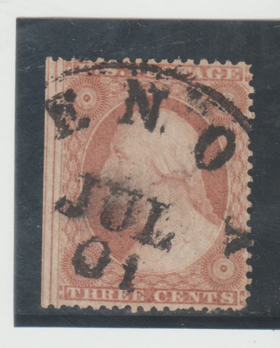 US Scott #26 Used July 01 SON with Town  CXL 1857-61 3¢ Washington - Image 1 of 1