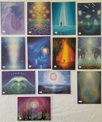 Spiritual New Age Art Greeting Cards 12 Pack Chakra Crystals Energy Healing