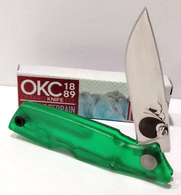 Ontario Knife Company OKC Green Cracked Ice Series Lockback Folding Pocket Knife - Image 1 of 4