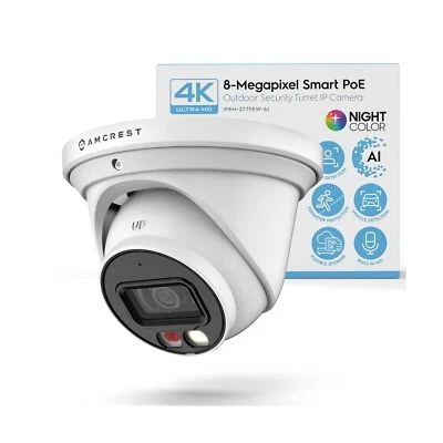 Amcrest UltraHD 4K (8MP) IP PoE AI Camera, 49ft Nightcolor, Security Outdoor ... - Image 1 of 4