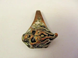 Vintage Brutalist Necklace Pendant Flaming Skull Copper Silver Tone - Picture 1 of 4