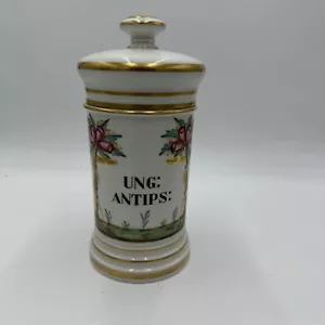 Antique 1800's Apothecary French Old PARIS Porcelain Balsam ANTIPS Canister Lid - Picture 1 of 16