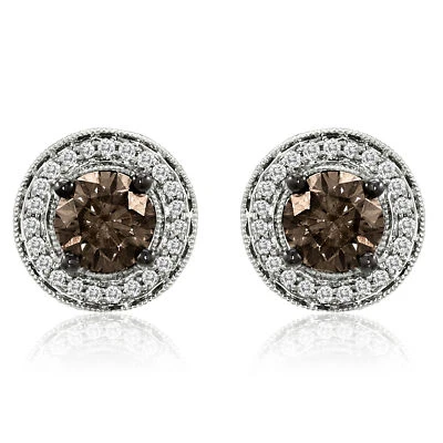 Pendientes LeVian Oro Blanco 14K Diamantes Chocolate 1,35 quilates Foto 1 de 4