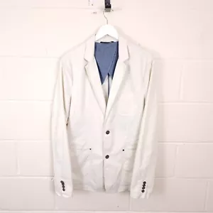 HENRI LLOYD Blazer Jacket Mens L Large Sport Coat White 100% Cotton Unstructured - Picture 1 of 14