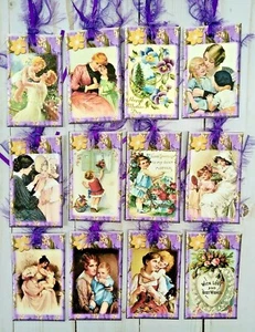 12 Mother's Day~Handmade~Gift Tags~Scrapbooking~Junk Journals~Parties~Crafts - Picture 1 of 3