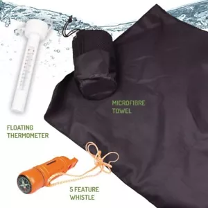 Wild Swimming & Water Sports Kit - Microfibre Towel, Thermometer & Whistle Kit - Picture 1 of 12