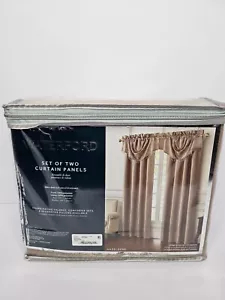 Waterford Hazeldene Curtain Panels Two Drapes 50" X 84" Taupe New - Picture 1 of 3