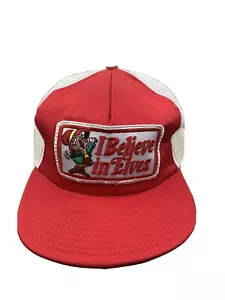 Vintage Keebler I Believe In Elves Patch Mesh Snapback Trucker Hat Cap 80s 90s - Picture 1 of 6