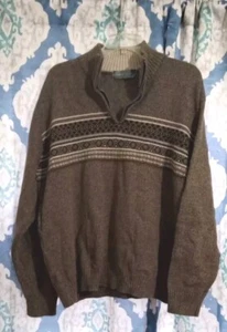 Suéter Pullover Oscar De La Renta Para Hombre Gris Tostado Fair Isle 1/4 Cremallera Talla XXL - Imagen 1 de 7