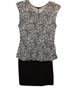 Vestido para mujer True Envy talla 8 negro blanco sin mangas cuello redondo poli spandex - Imagen 1 de 12