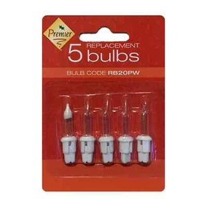 12V 0.96W RB20PW 5 Pack Clear Replacement Christmas Light Bulbs White Push in... - Picture 1 of 1