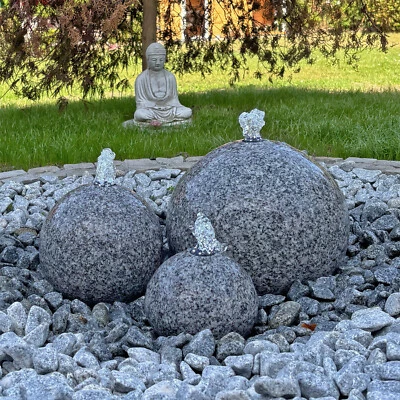 CLGarden Granit Springbrunnen SB1 Kugelbrunnen mit 3 Kugeln LED Beleuchtung  - Bild 1 von 4