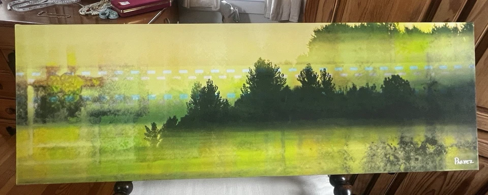 Parvez Taj Printed Canvas Painting Horizontal Forest 45x15x1.5” wooden frame - Image 1 of 4