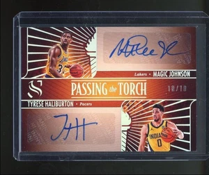 2024-25 Panini Silhouette Magic Johnson / Haliburton Passing the Torch Auto /10 - Picture 1 of 2