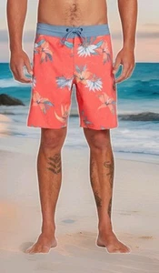 Volcom 19" Verano Stoney SIZE 38 XL Cayenne Orange FLORAL Mens Board Shorts Swim - Picture 1 of 2