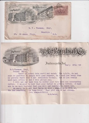 1893 2c #231 Illust advt cover w/ matching letterhead H BURDSAL CO (J261) - Image 1 of 3