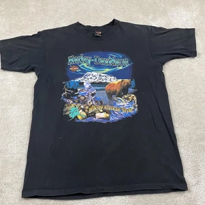 Vintage Harley-Davidson Hemd Herren XL Schwarz Made USA Alaska Bear Biker 90s Grunge - Bild 1 von 10