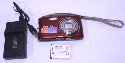 Pentax Optio P70 12.0mp 4x Zoom Digital Camera W/battery Charger Red - Image 1 of 4