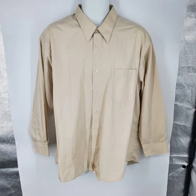 Camisa Covington Para Hombre XL Beige Vestido Abotonado Manga Larga Bolsillo 17-17.5 34/35 Foto 1 de 4