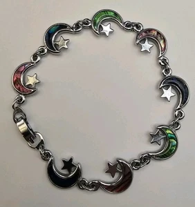Monde und Sterne 6,5" Farbe & Silber getönt Armband - Bild 1 von 8