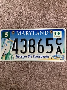 2008 Maryland "Treasure the Chesapeake" License Plate - 43865 CA - Very Nice! - Picture 1 of 2