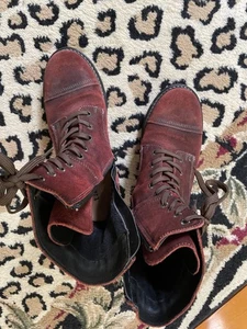 Damen Taos Crave dunkelrote Wildleder-Stiefeletten zum Binden Reißverschluss Kampf Arbeitsstiefel 8,5 39 - Bild 1 von 4