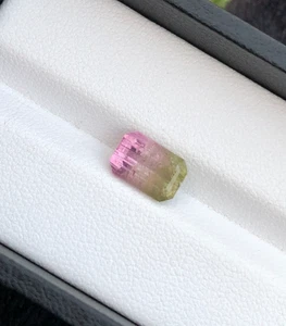 Emerald Cut Bi-Color Tourmaline:  2.5 ct Loose Gemstone, Afghanistan - Picture 1 of 10