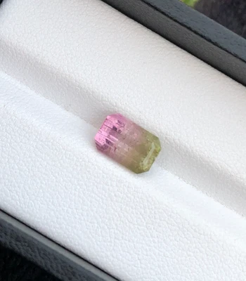 Emerald Cut Bi-Color Tourmaline:  2.5 ct Loose Gemstone, Afghanistan - Image 1 of 4