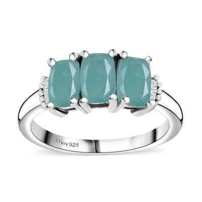 STUNNING!! 1.90ctw Grandidierite & White Diamond Band Ring Rhodium Plated 5 - Image 1 of 4