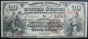 1882 $20 Dollars Large Size National Banknote PHILADELPHIA - Picture 1 of 2